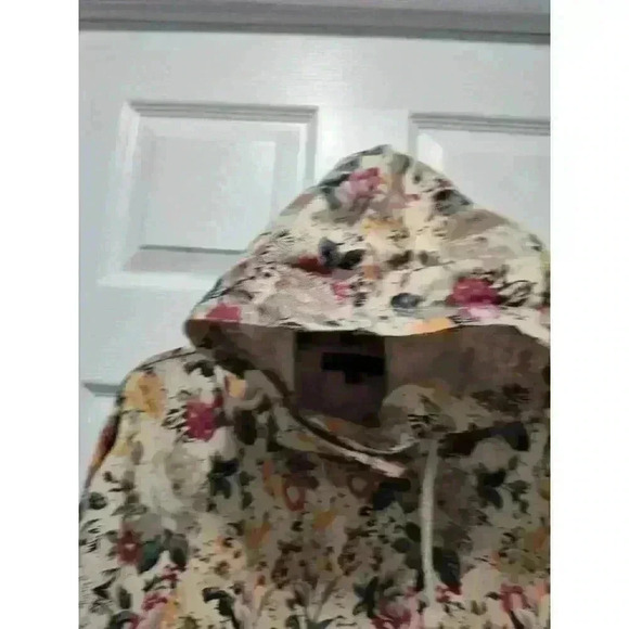 Margot Floral Hooded Full Zip Snap Button Coat Jacket With Pockets Size XSMALL - Picture 3 of 16